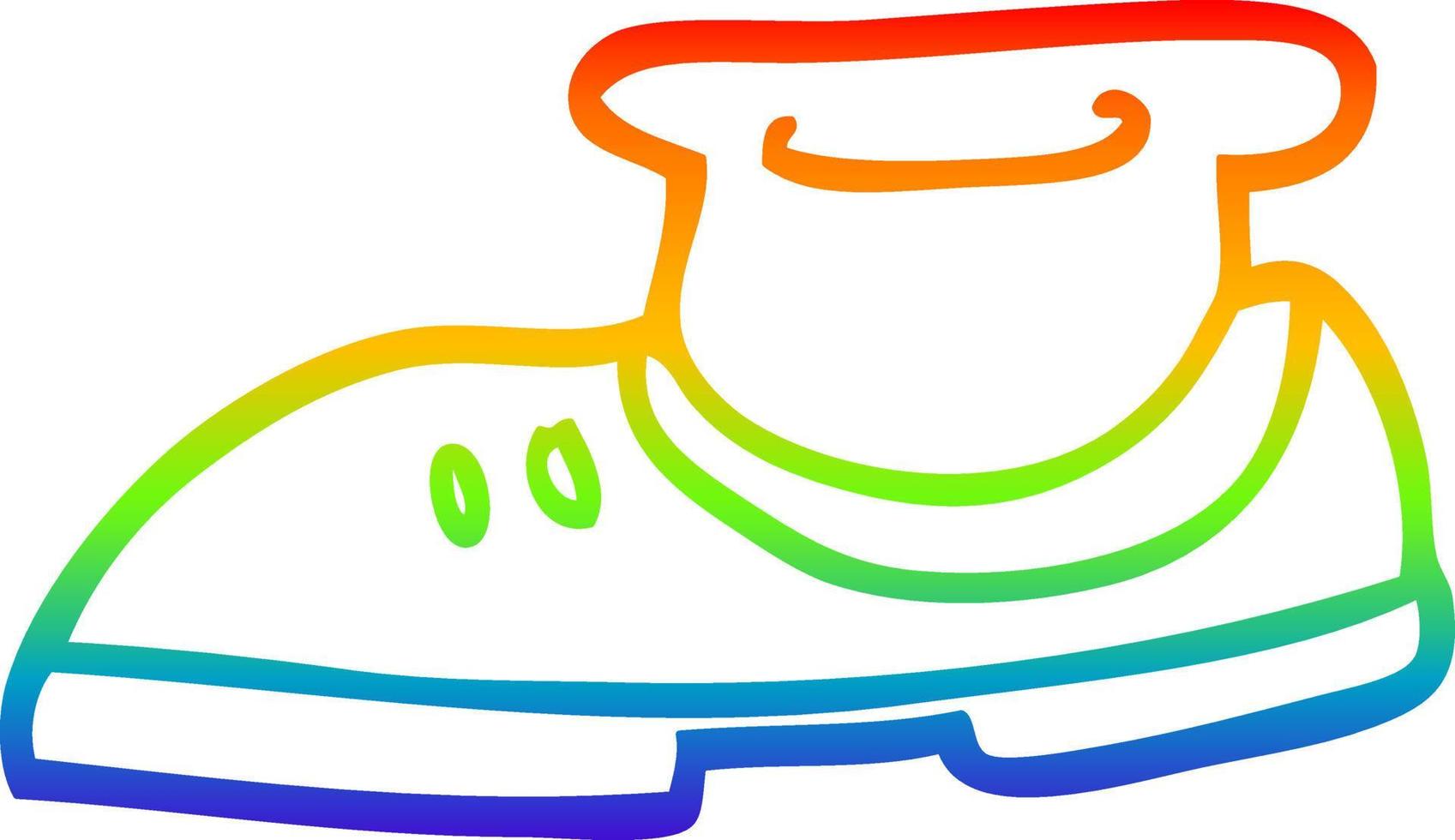 regenbooggradiënt lijntekening cartoon schoen en sok vector