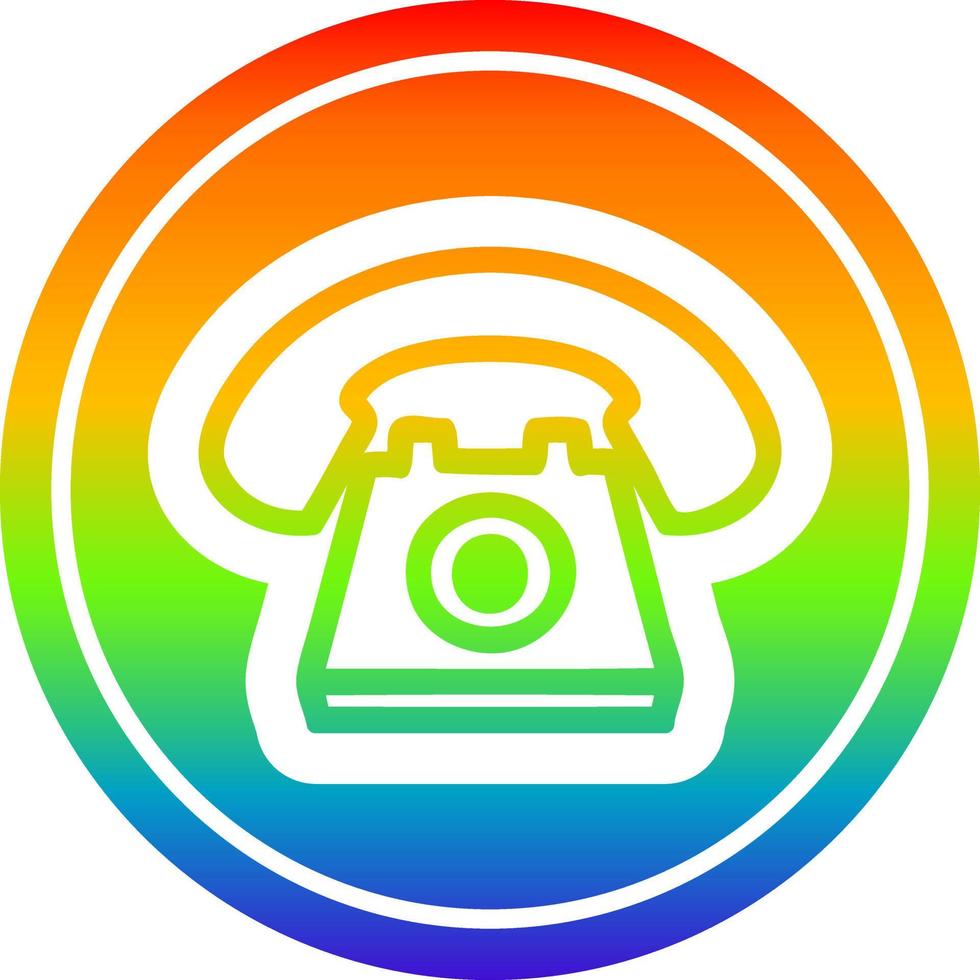 oude telefoon circulaire in regenboog spectrum vector