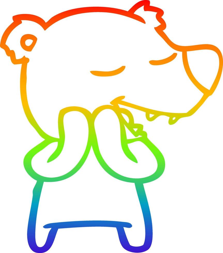 regenbooggradiënt lijntekening cartoon ijsbeer vector