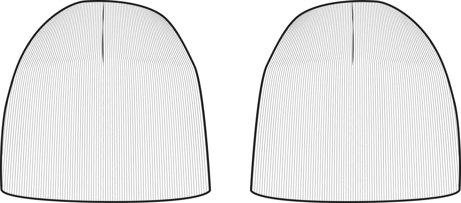 beanie hoed gebreide kous pet mode plat schets illustratie CAD accessoire winter streetwear mockup blanco vector voor tech packs en specificatiebladen