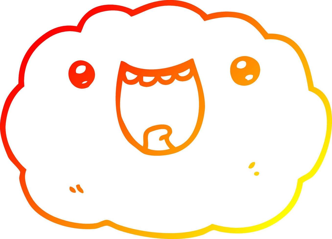 warme gradiënt lijntekening cartoon happy cloud vector
