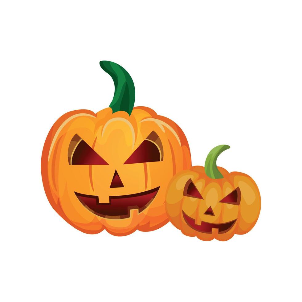 oranje pompoenen met een glimlach voor uw halloween-ontwerp - vector