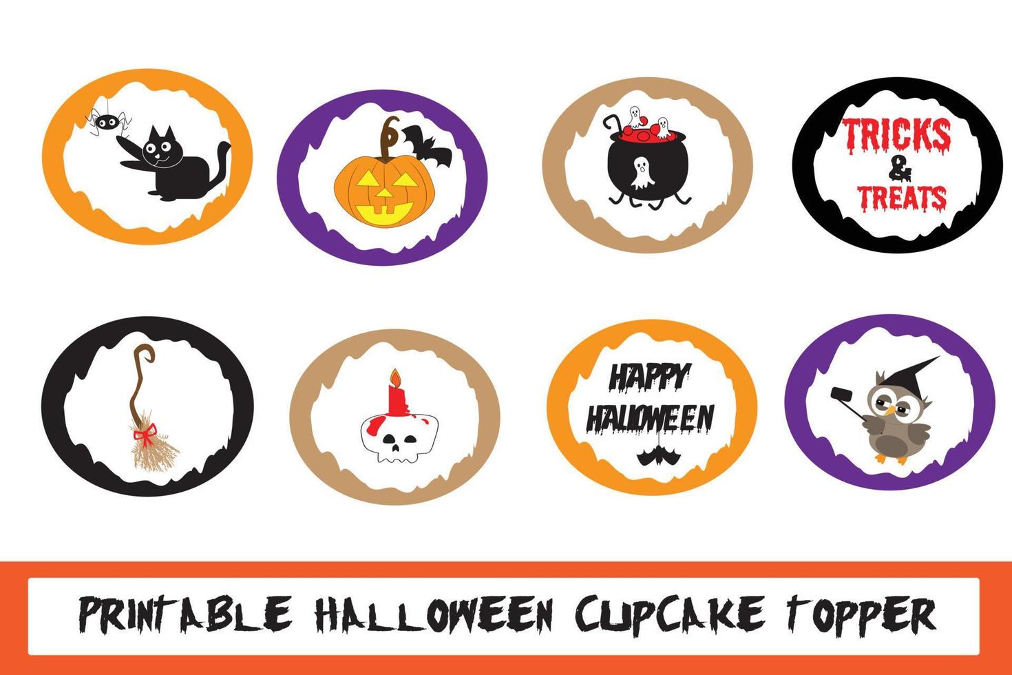 afdrukbare halloween cupcake toppers vector