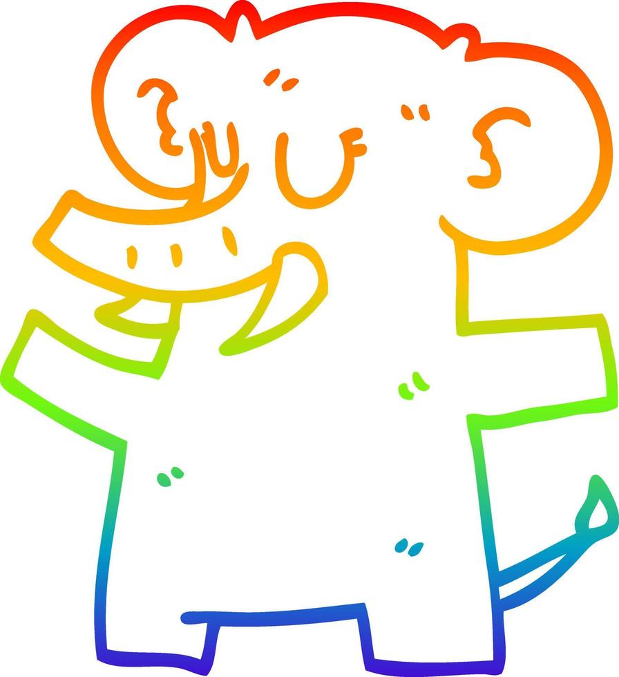 regenbooggradiënt lijntekening cartoon staande olifant vector