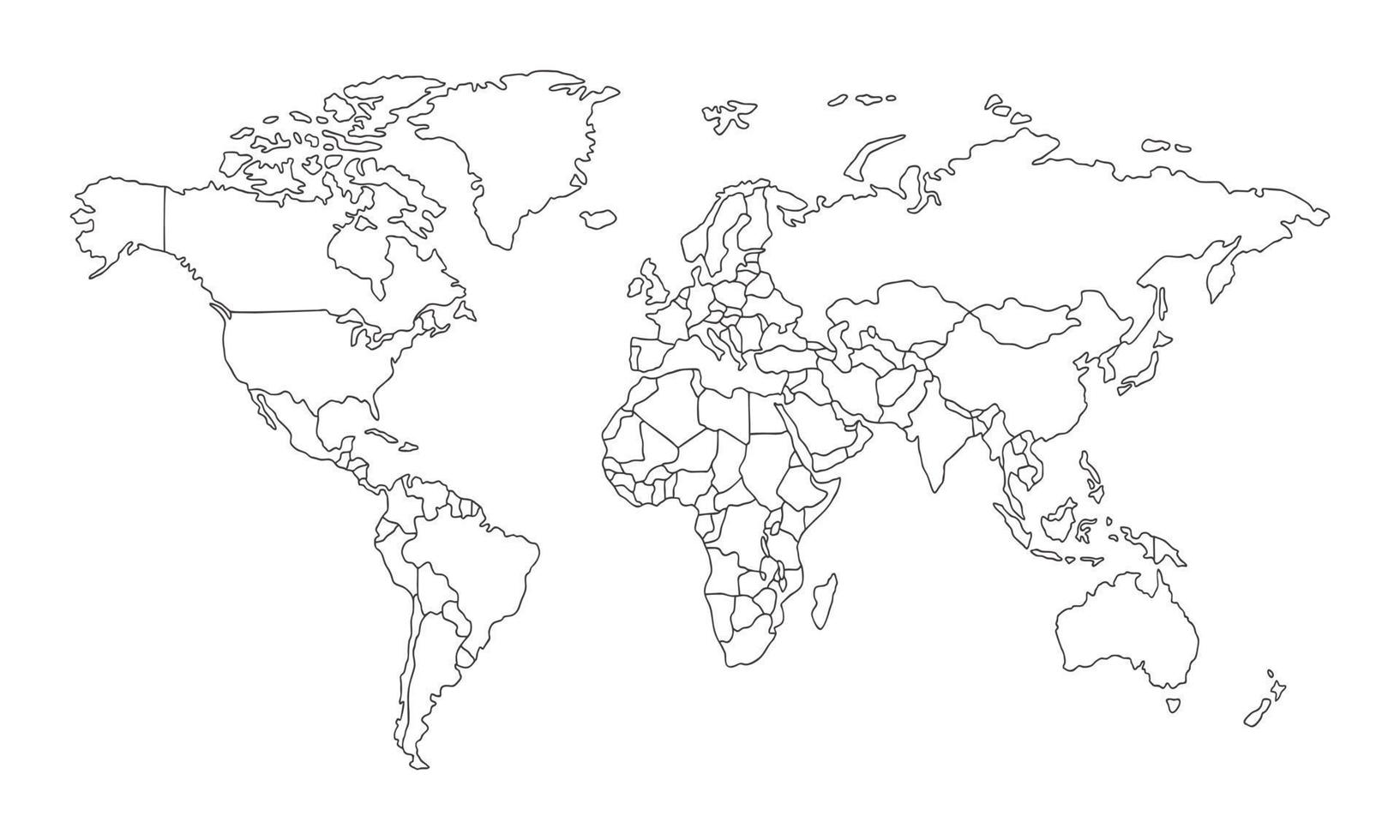 witte achtergrond van wereldkaart met lijntekeningen vector