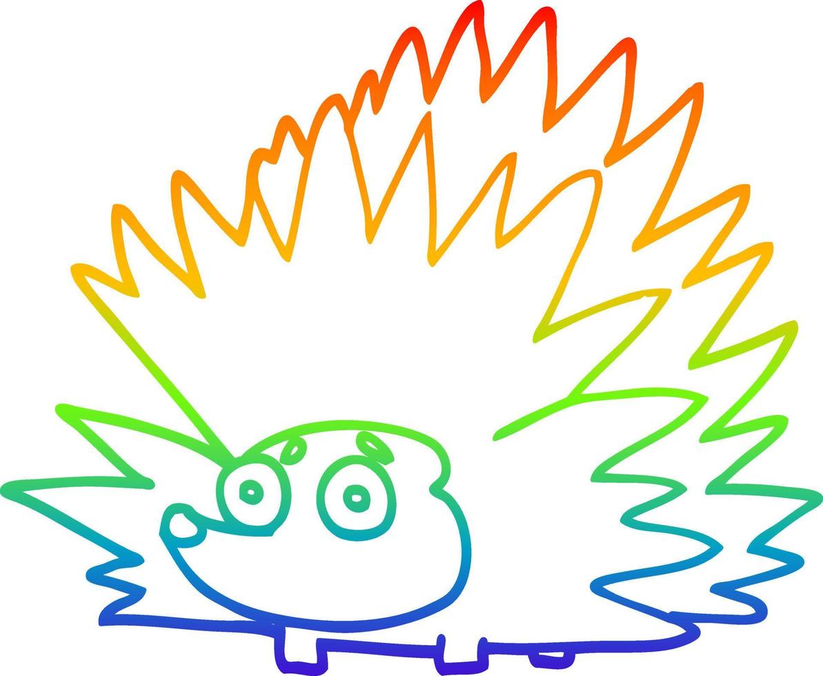 regenbooggradiënt lijntekening cartoon stekelige egel vector