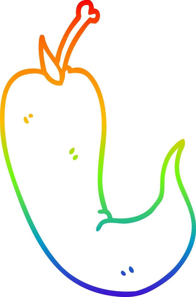 regenbooggradiënt lijntekening cartoon rode hete chili peper vector