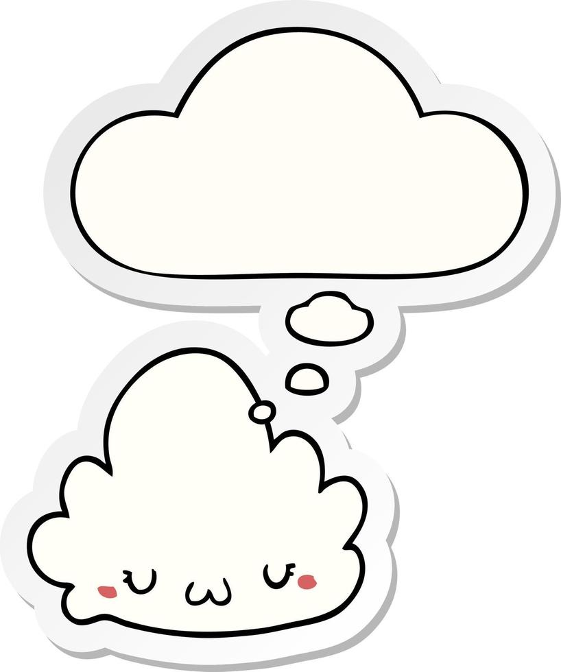 leuke cartoonwolk en gedachtebel als gedrukte sticker vector