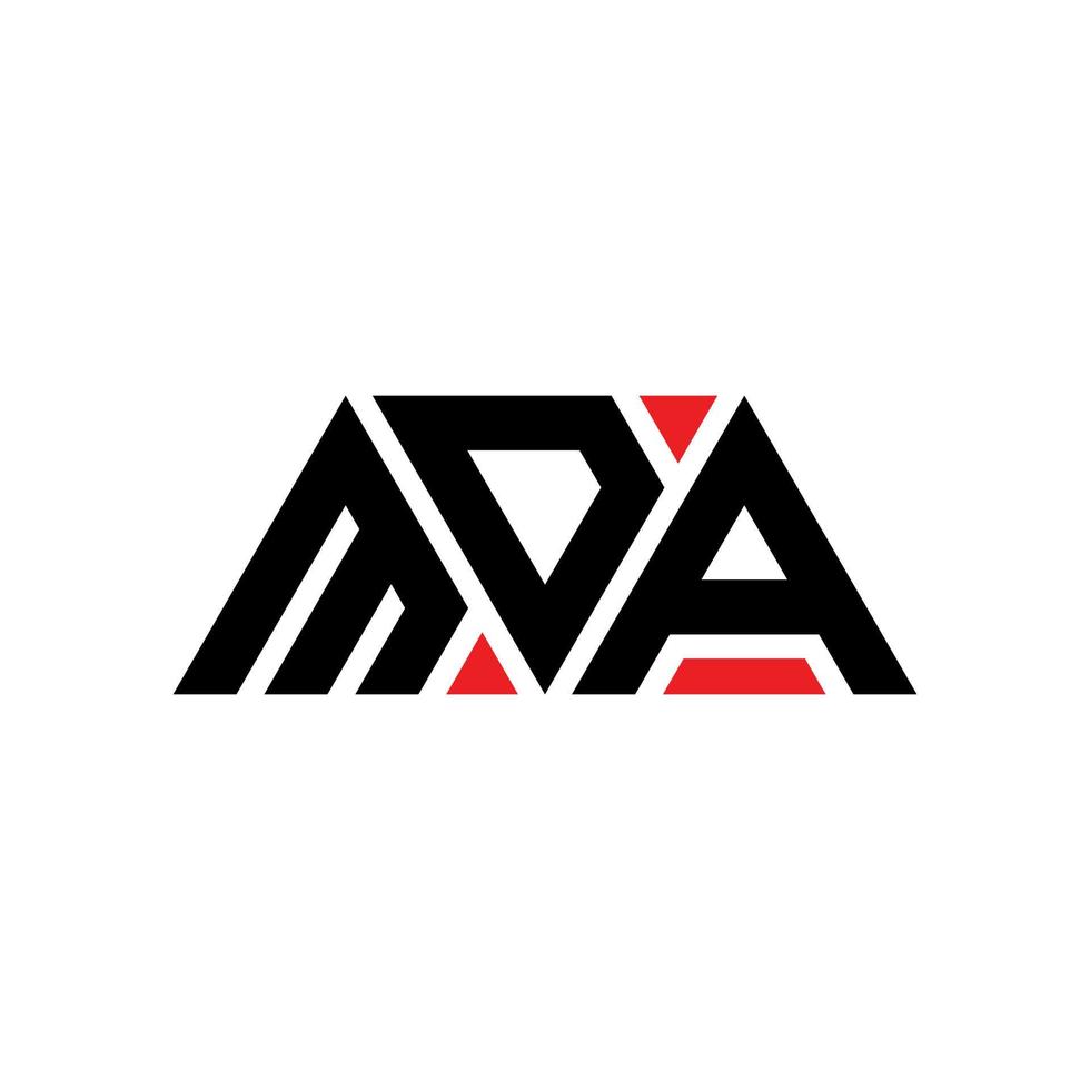mda driehoek brief logo ontwerp met driehoekige vorm. mda driehoek logo ontwerp monogram. mda driehoek vector logo sjabloon met rode kleur. mda driehoekig logo eenvoudig, elegant en luxueus logo. mda