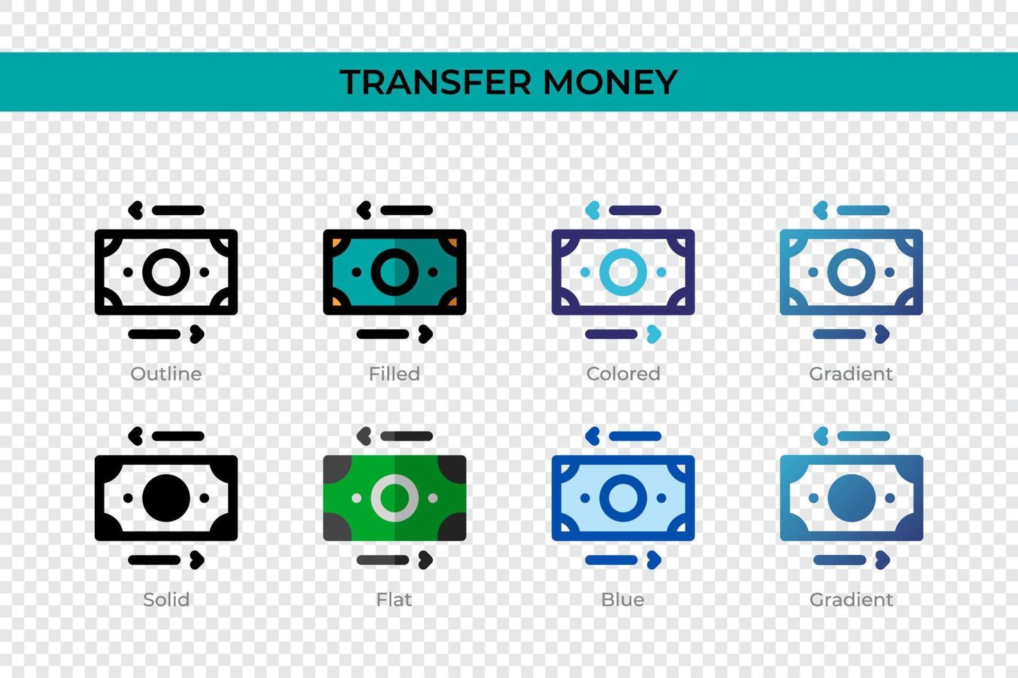 geldpictogram overmaken in verschillende stijl. geld vector iconen ontworpen in omtrek, effen, gekleurd, gevuld, verloop en vlakke stijl. symbool, logo afbeelding. vector illustratie