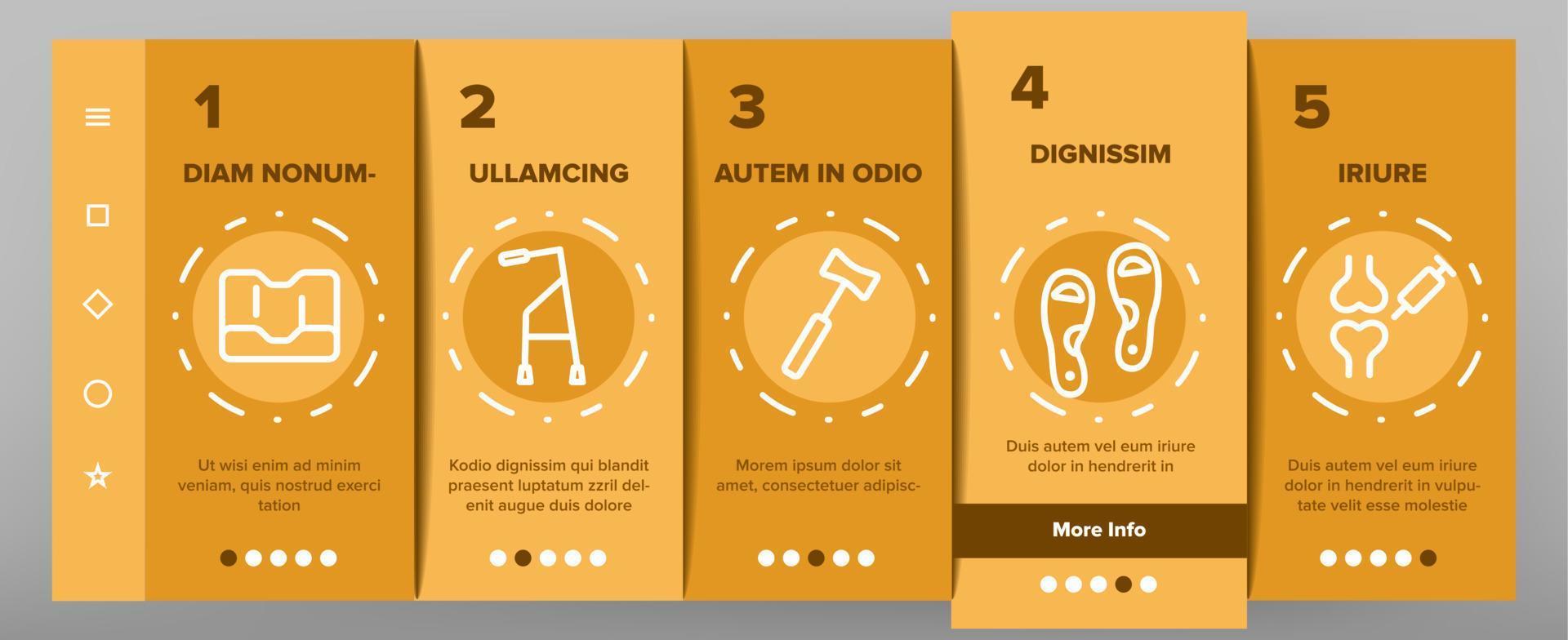 orthopedische onboarding vector iconen set