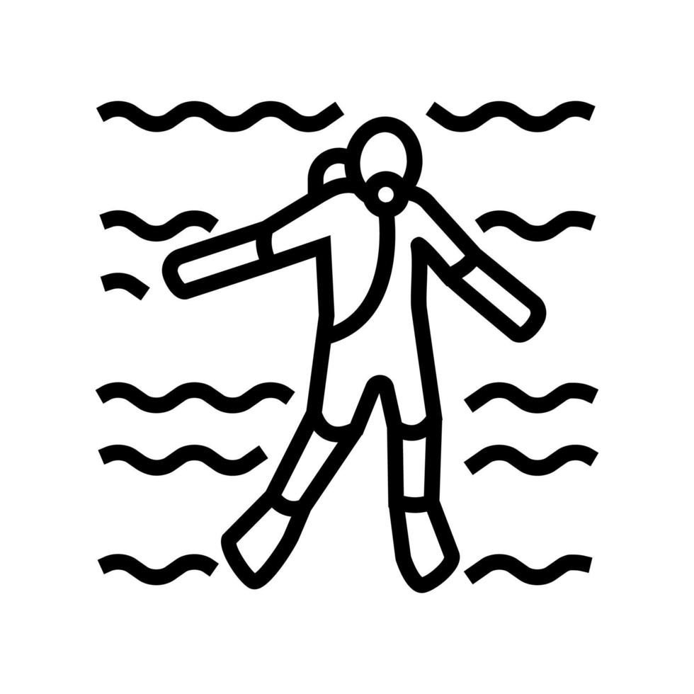 duiker zwemmen onderwater lijn pictogram vectorillustratie vector