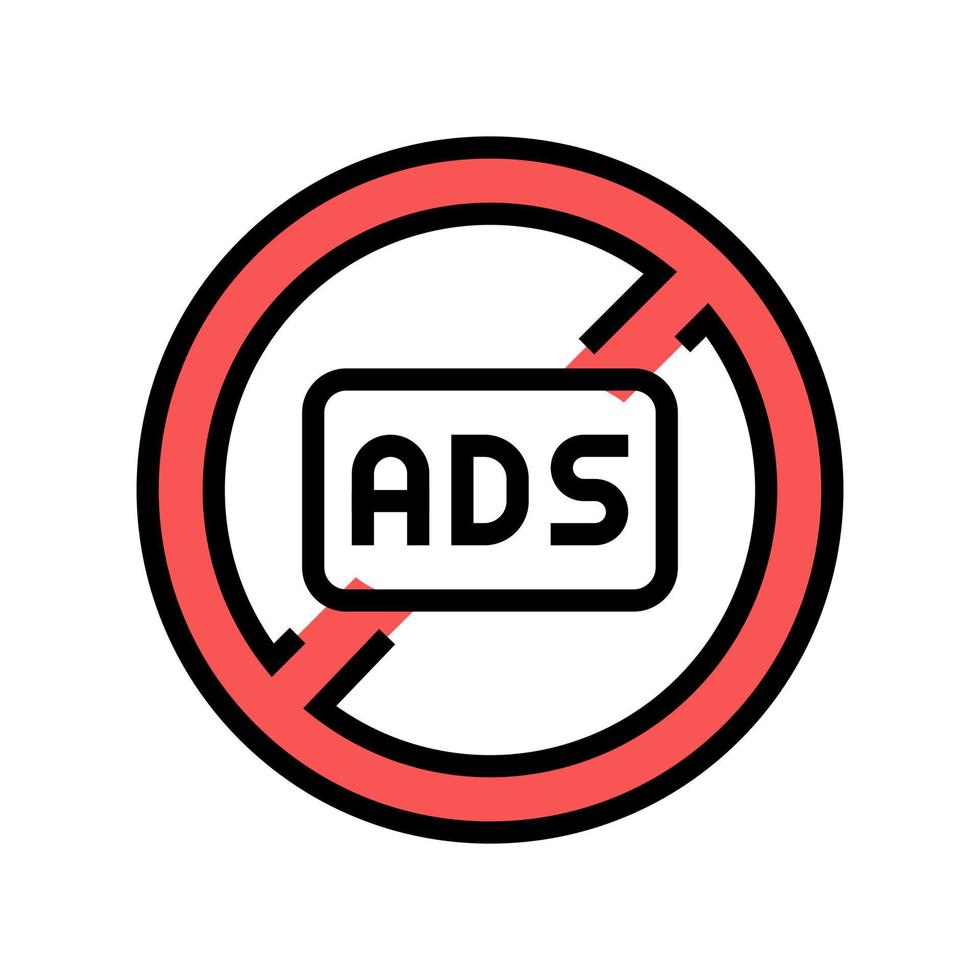 advertenties doorgestreept teken kleur pictogram vectorillustratie vector