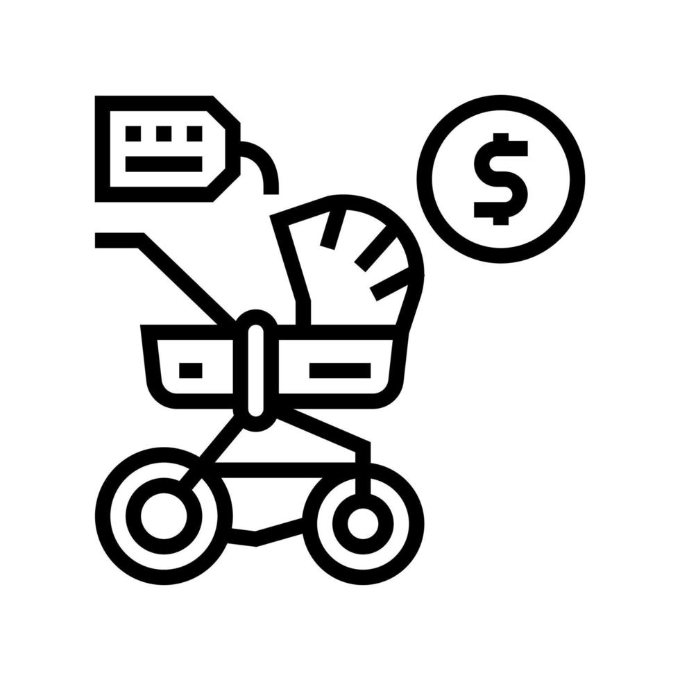 kinderwagen verhuur lijn pictogram vector illustratie teken