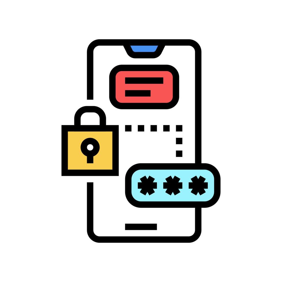 smartphone wachtwoord kleur pictogram vector illustratie teken
