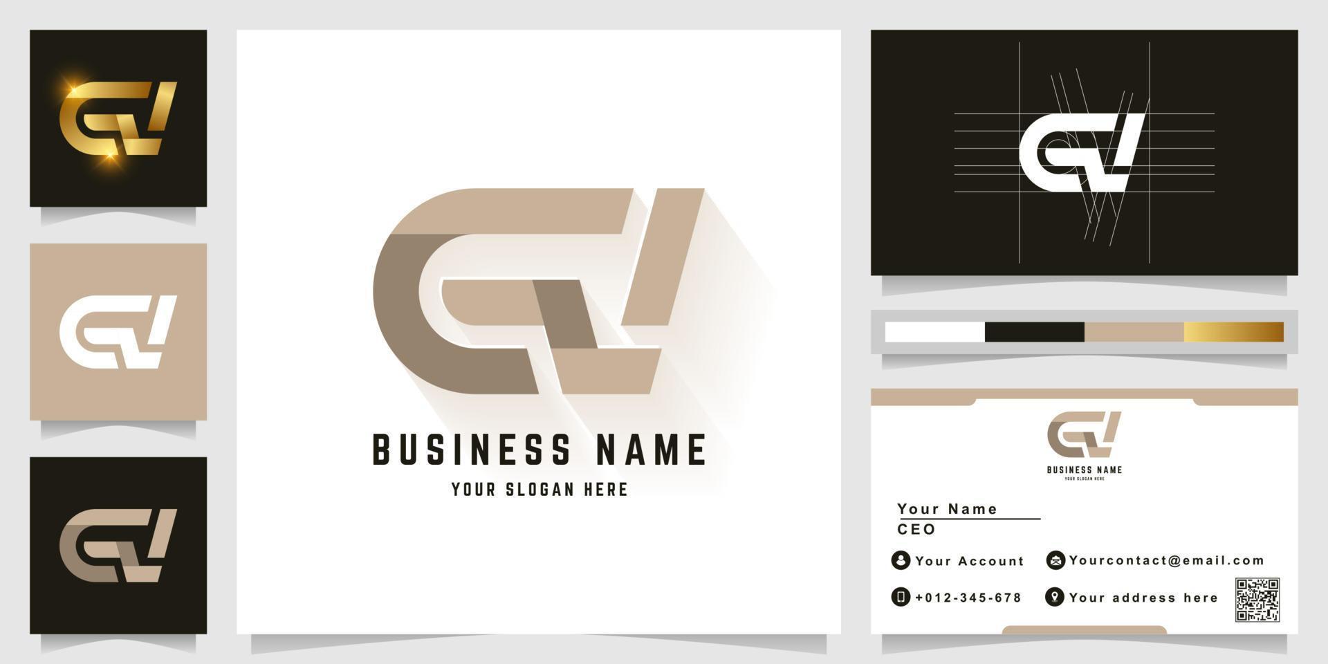 brief gv of cv monogram logo met visitekaartje ontwerp vector