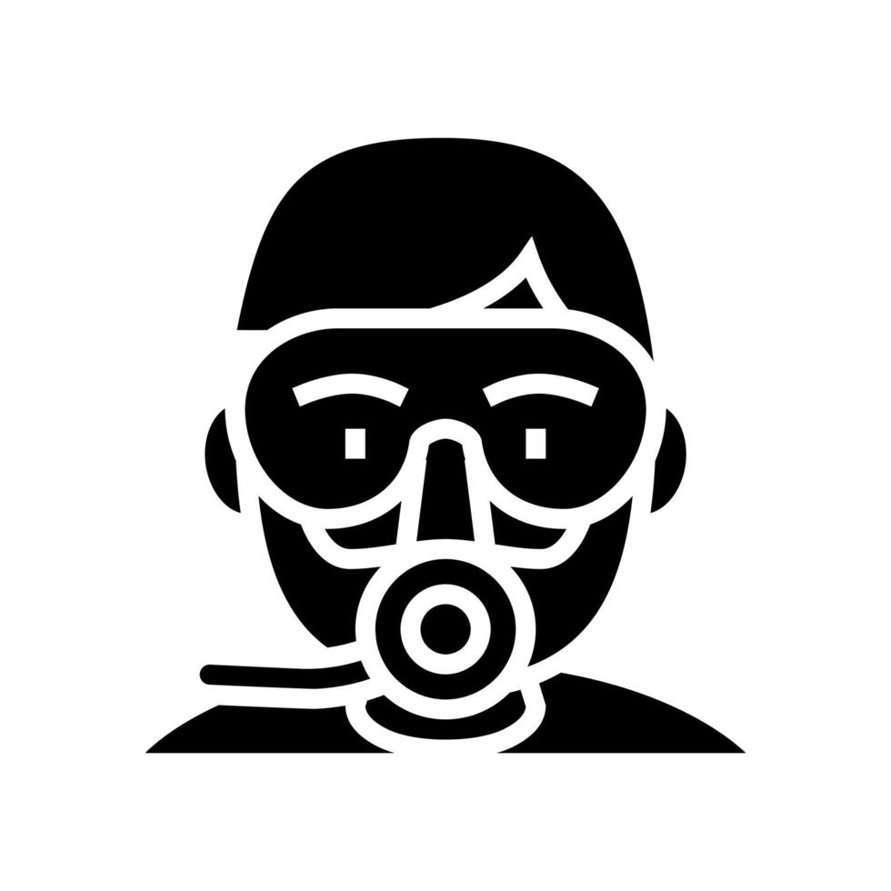 duiker masker en adem gereedschap glyph pictogram vectorillustratie vector