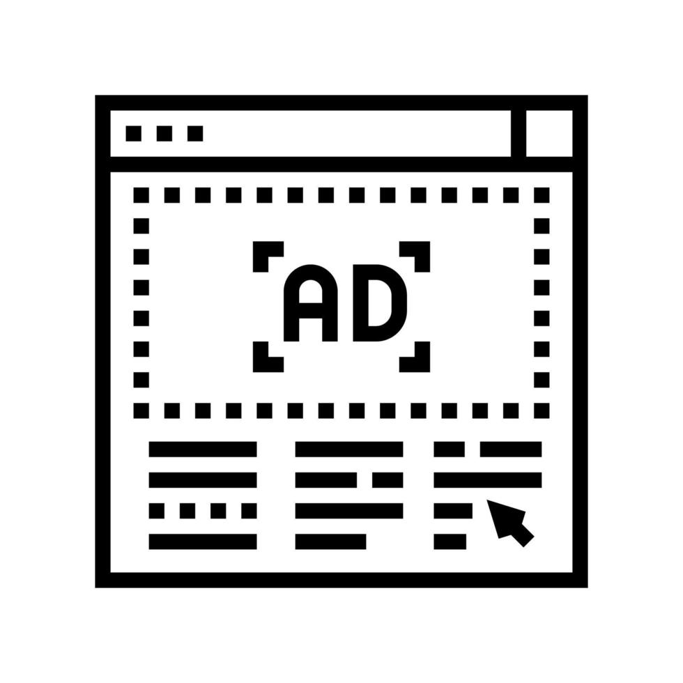 advertentiebanner op website lijn pictogram vectorillustratie vector