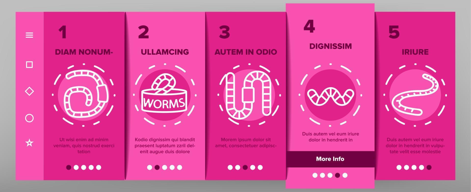 worm insect dier onboarding pictogrammen instellen vector