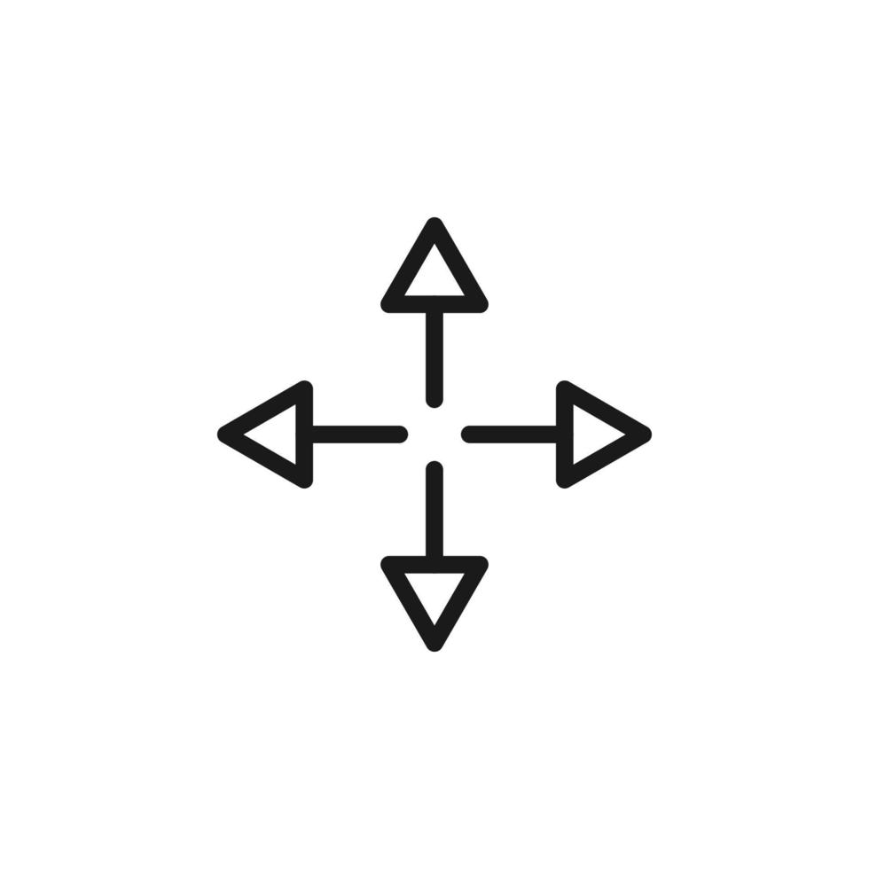 symbolen, tekens, interface en internetconcept. eenvoudige monochrome illustraties voor websites, winkels, apps. vector lijn icoon van pijlen in verschillende richtingen