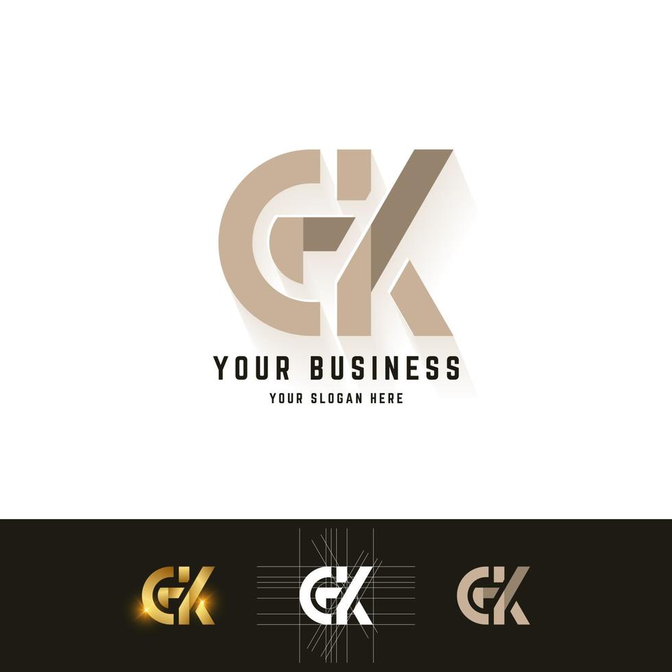 letter gk of ek monogram logo met rastermethode ontwerp vector