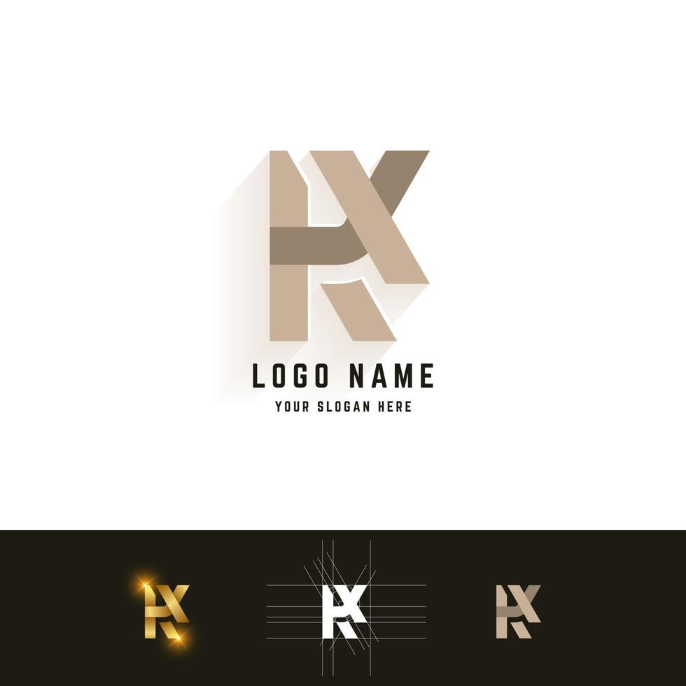 letter kx of bijl monogram logo met rastermethode ontwerp vector