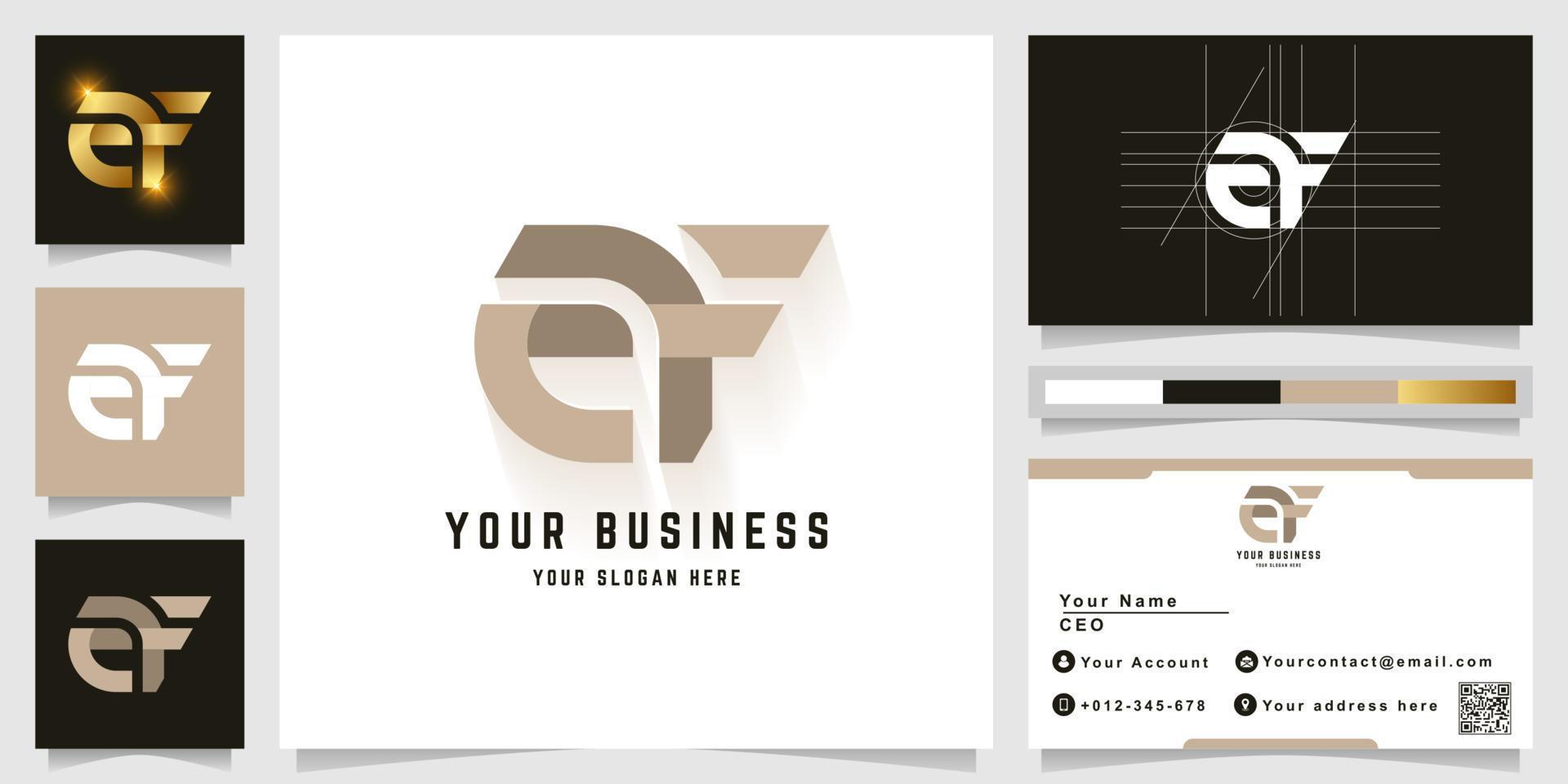 letter af of ef monogram logo met visitekaartje ontwerp vector