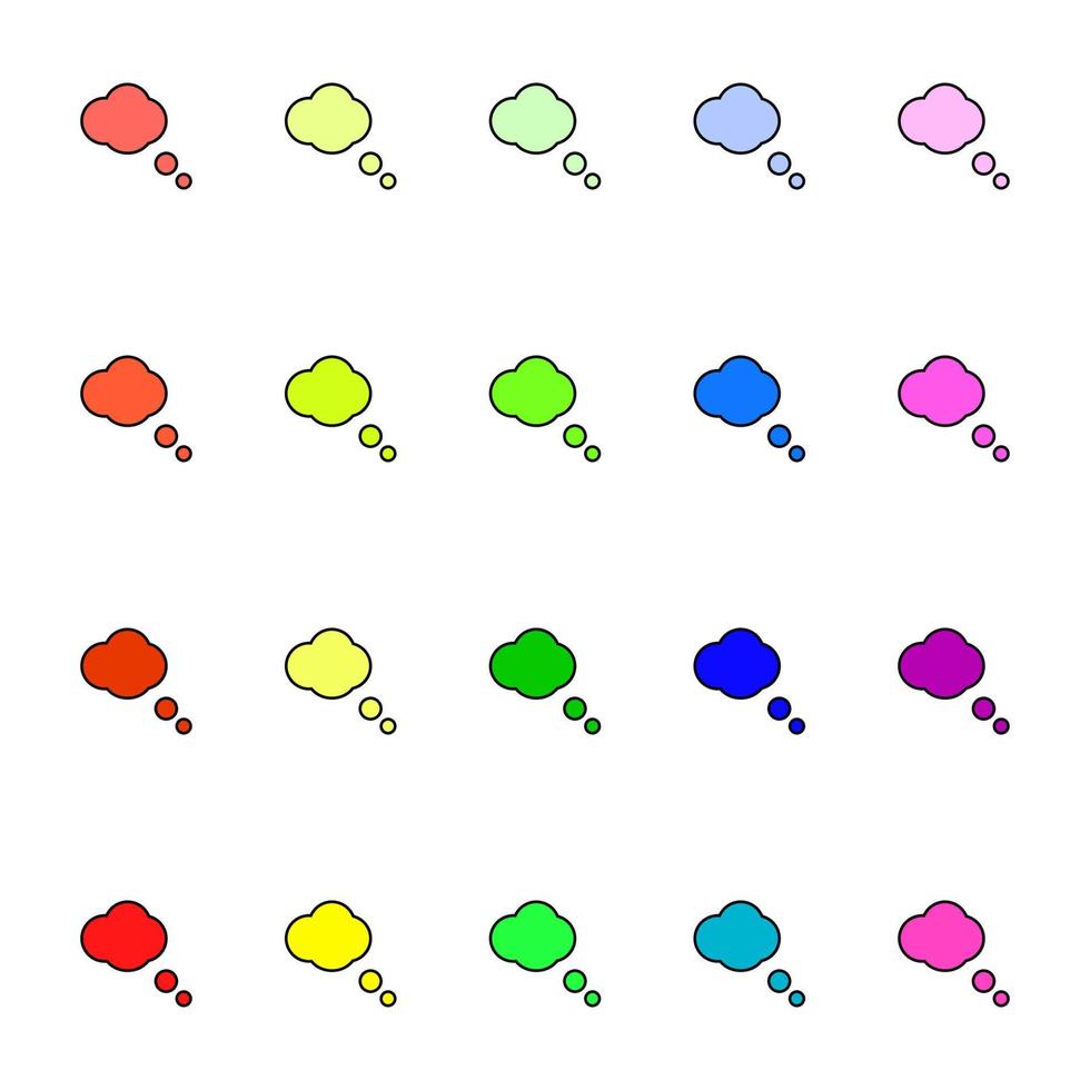 lijn icoon collectie van levendige veelkleurige tekstballonnen in de vorm van een wolk met staarten vector