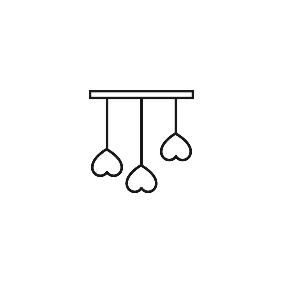 overzicht zwart-wit symbool getekend in vlakke stijl met dunne lijn. bewerkbare streek. lijn icoon van decoratie voor thuis in de vorm van harten vector