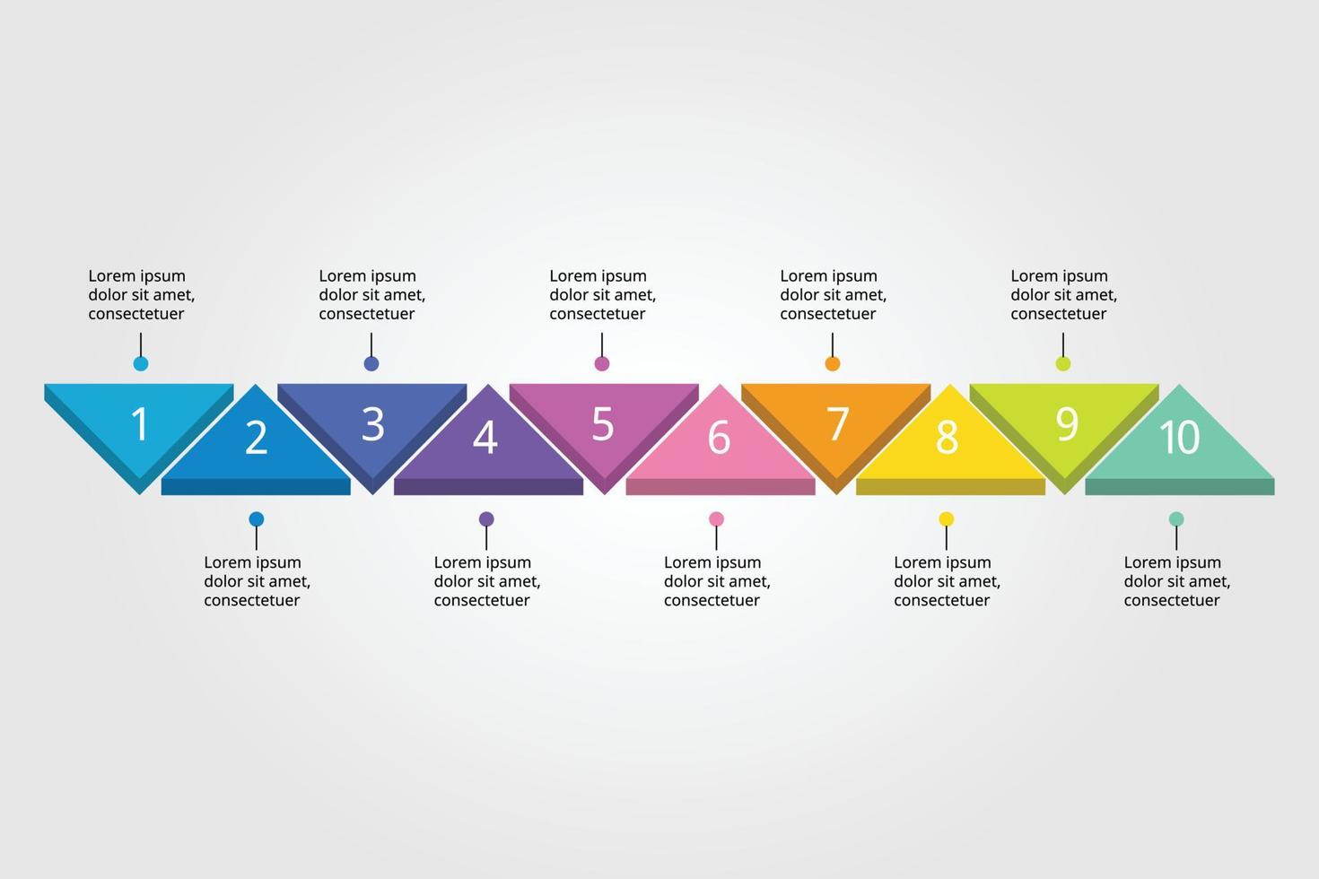 driehoeksgrafiekkaartsjabloon voor infographic voor presentatie voor 10 elementen vector