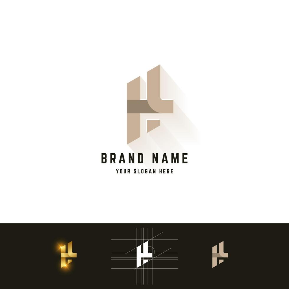 letter h of hl monogram logo met rastermethode ontwerp vector