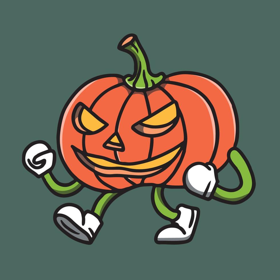 handgetekende schattige pompoen halloween illustratie vector