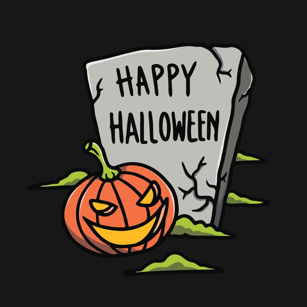 handgetekende grafsteen halloween illustratie vector