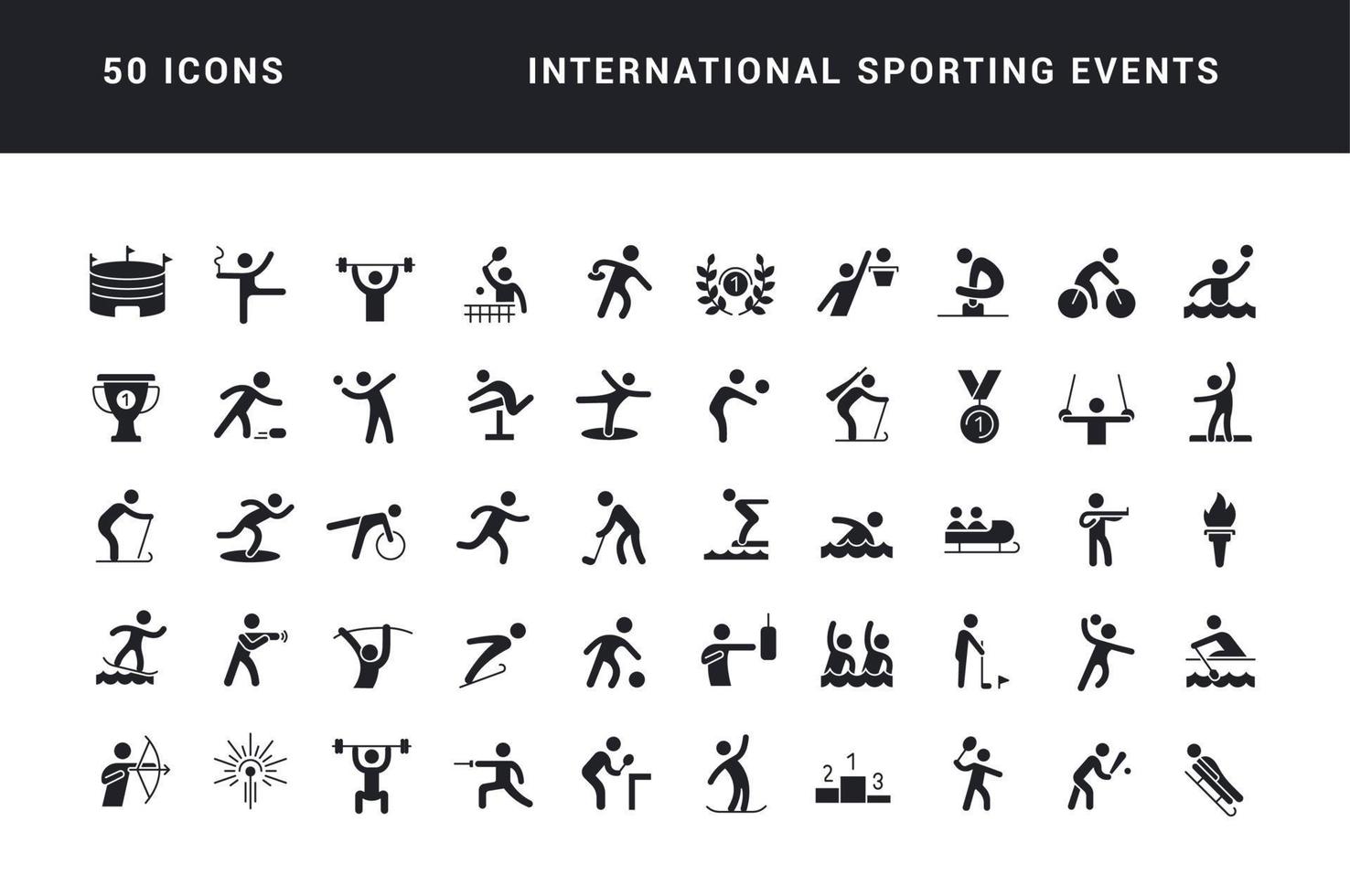 set van eenvoudige iconen van internationale sportevenementen vector