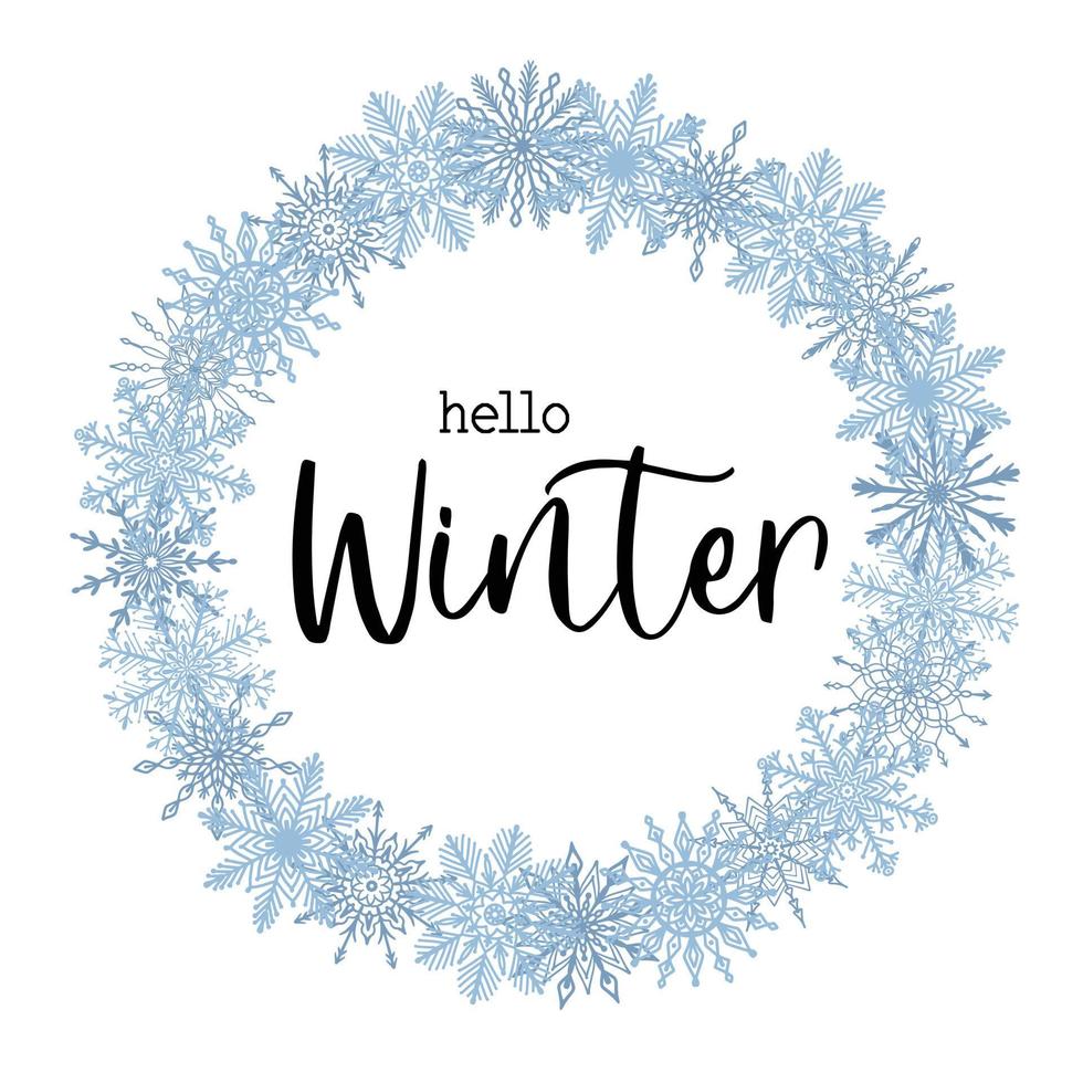 mooie winterseizoen wenskaart met tekst hallo winter. winter feestelijke ontwerpsjabloon. vector vierkante poster.