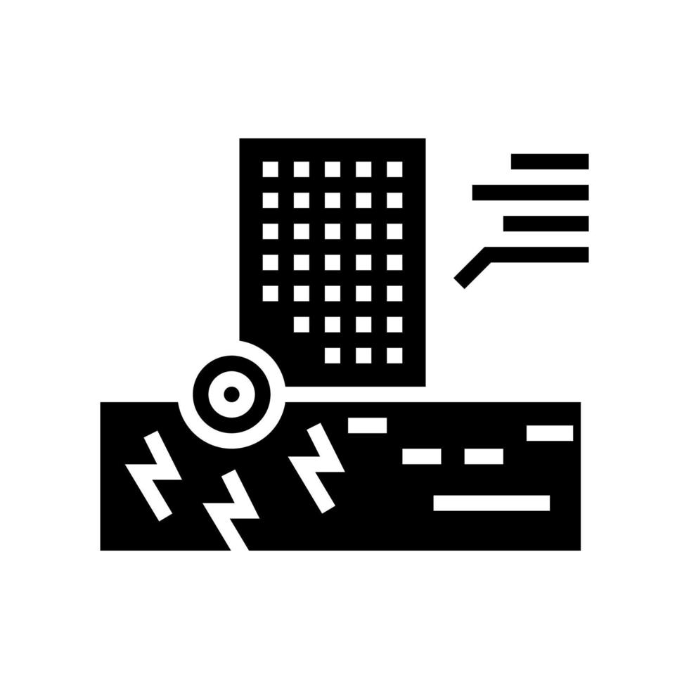 wolkenkrabber seismische weerstand glyph pictogram vectorillustratie vector