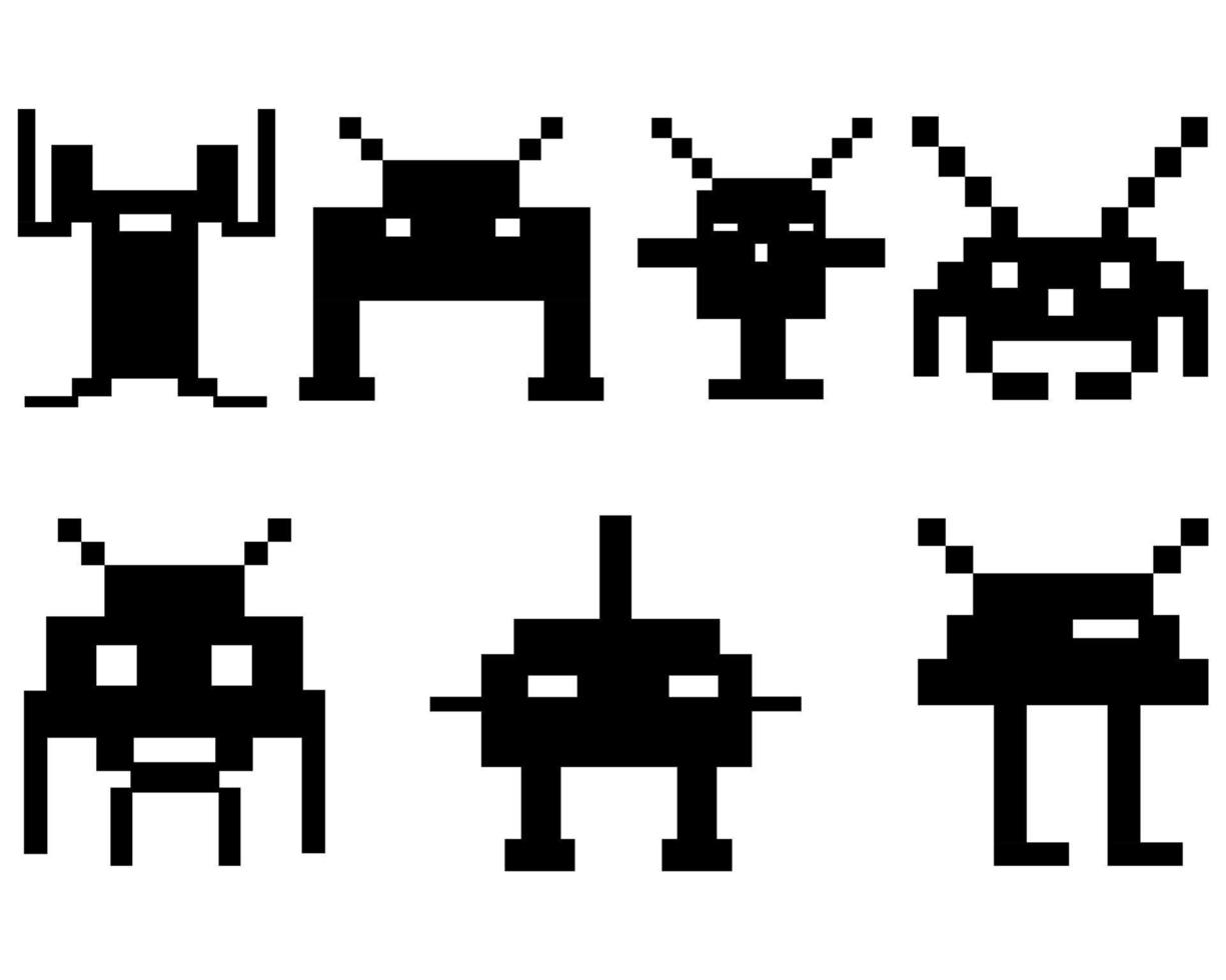 space invaders op een witte achtergrond vector