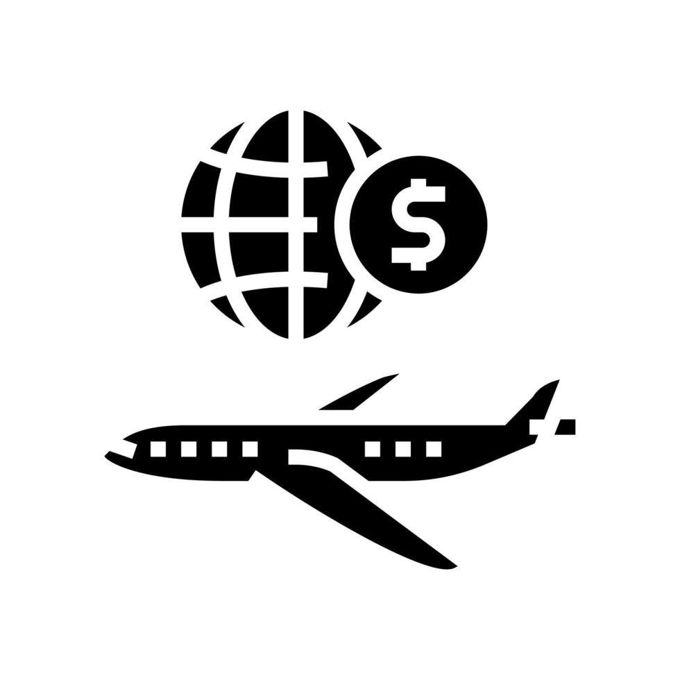 vliegtuig internationaal vervoer glyph pictogram vectorillustratie vector