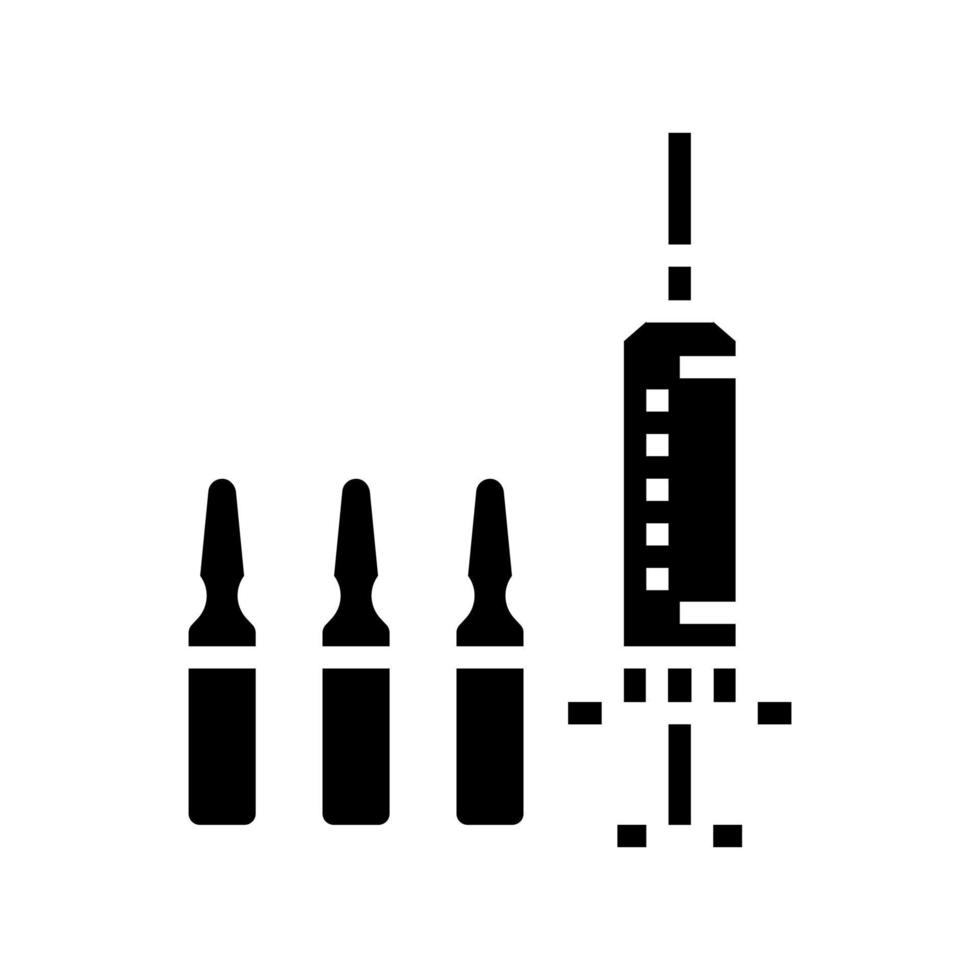 vaccin spuit glyph pictogram vector zwarte illustratie