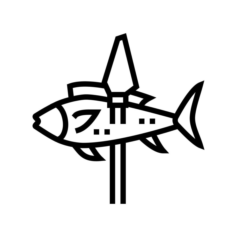 vis op speer lijn pictogram vectorillustratie vector