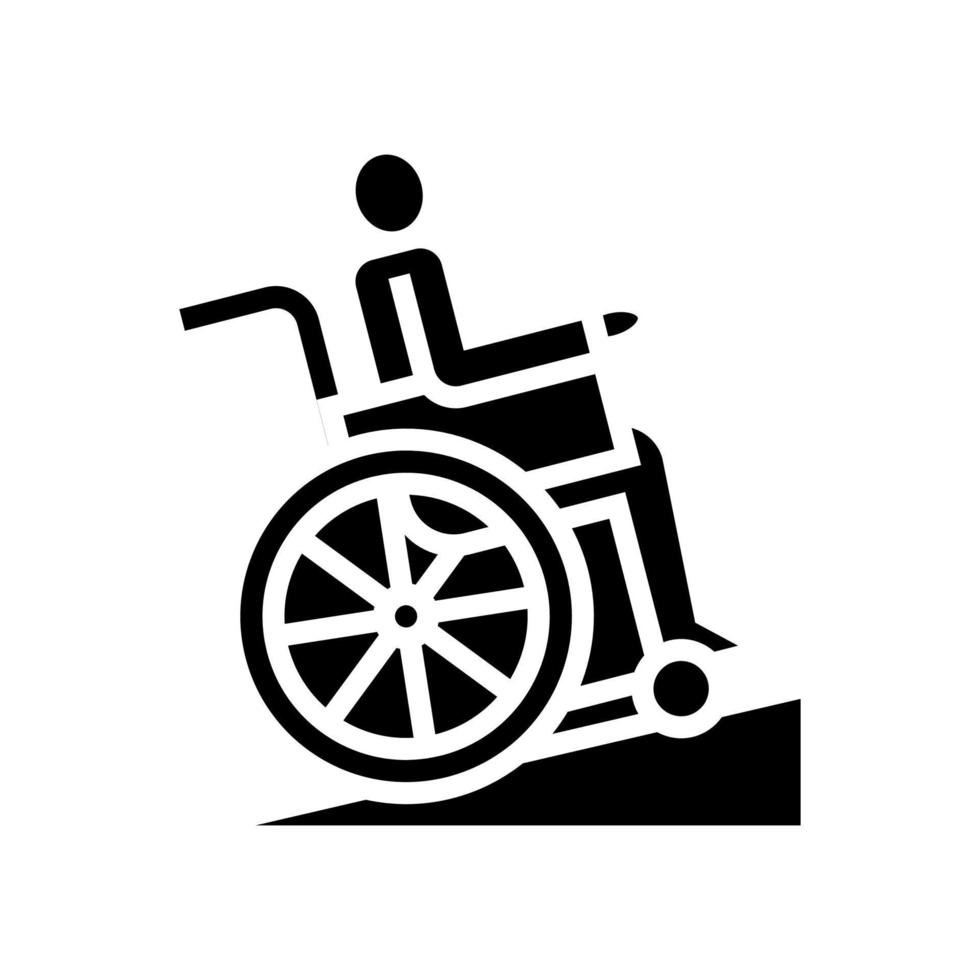 uitgeschakeld in rolstoel rijden glyph pictogram vectorillustratie vector
