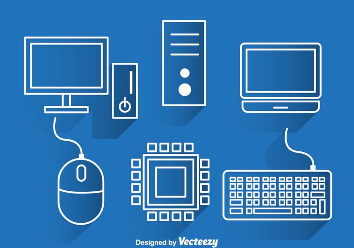 Computer Wit overzicht pictogrammen vector