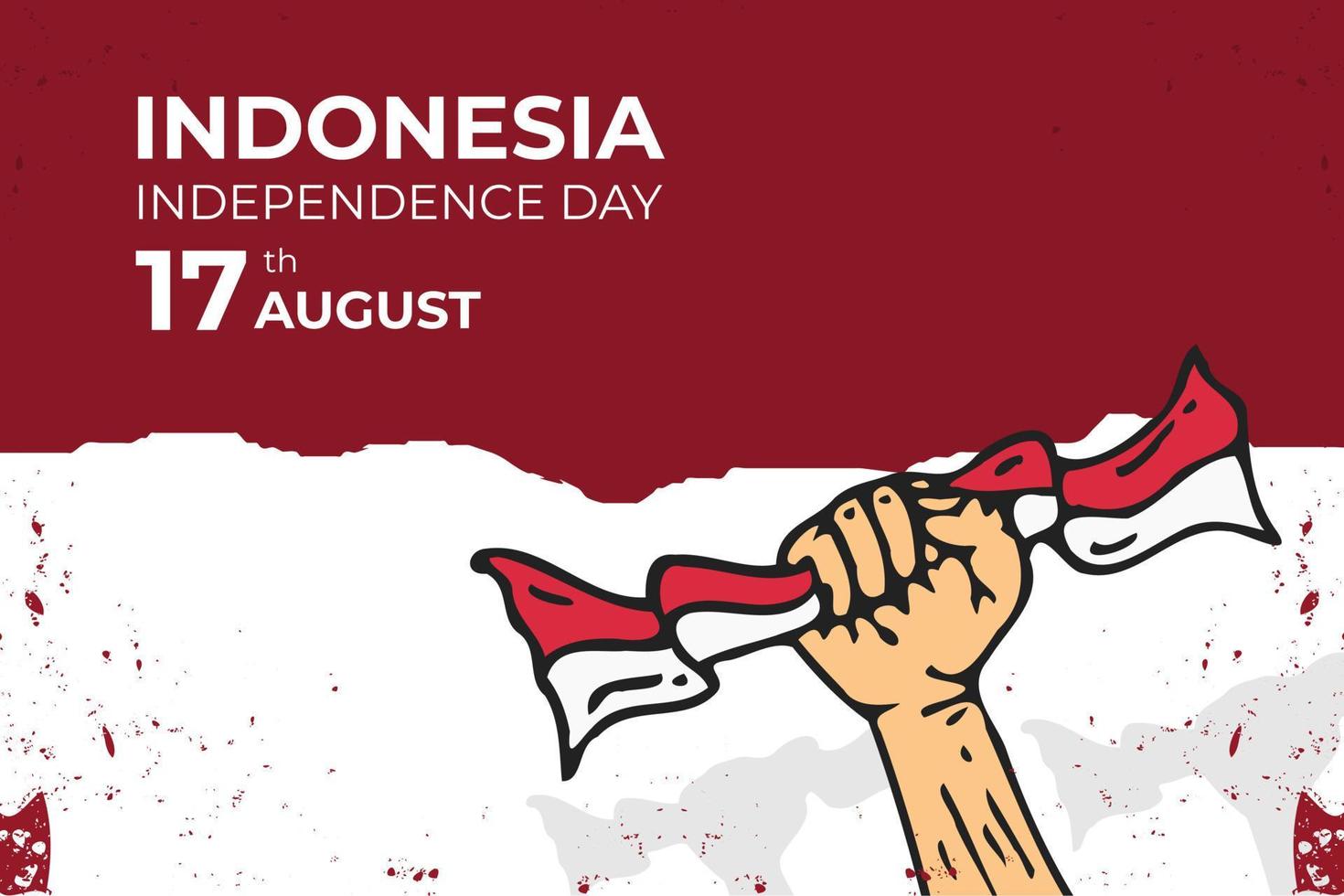 hari kemerdekaan indonesië vertalen naar indonesië onafhankelijkheidsdag, met handgetekende illustratiestijl, geschikt voor poster, spandoek, wenskaart, enz. vector