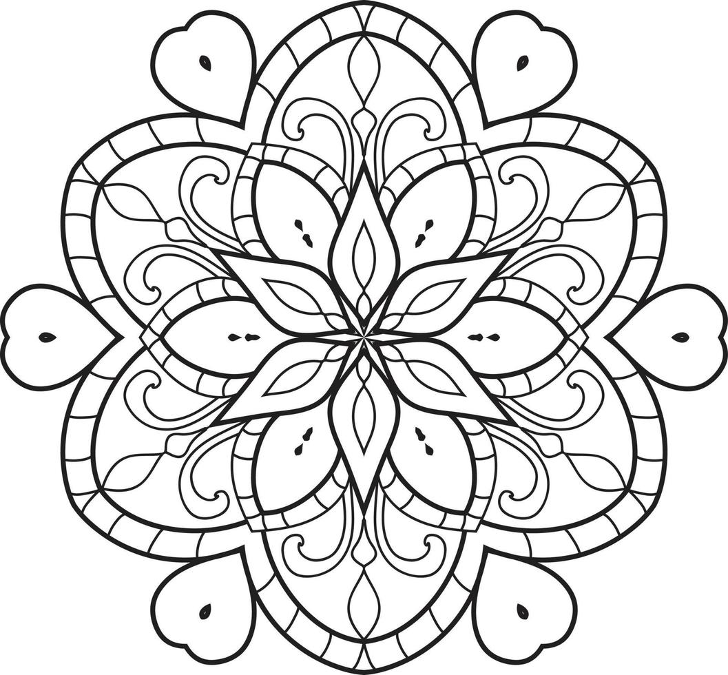 zwart-witte cirkel mandala bloem pro vector