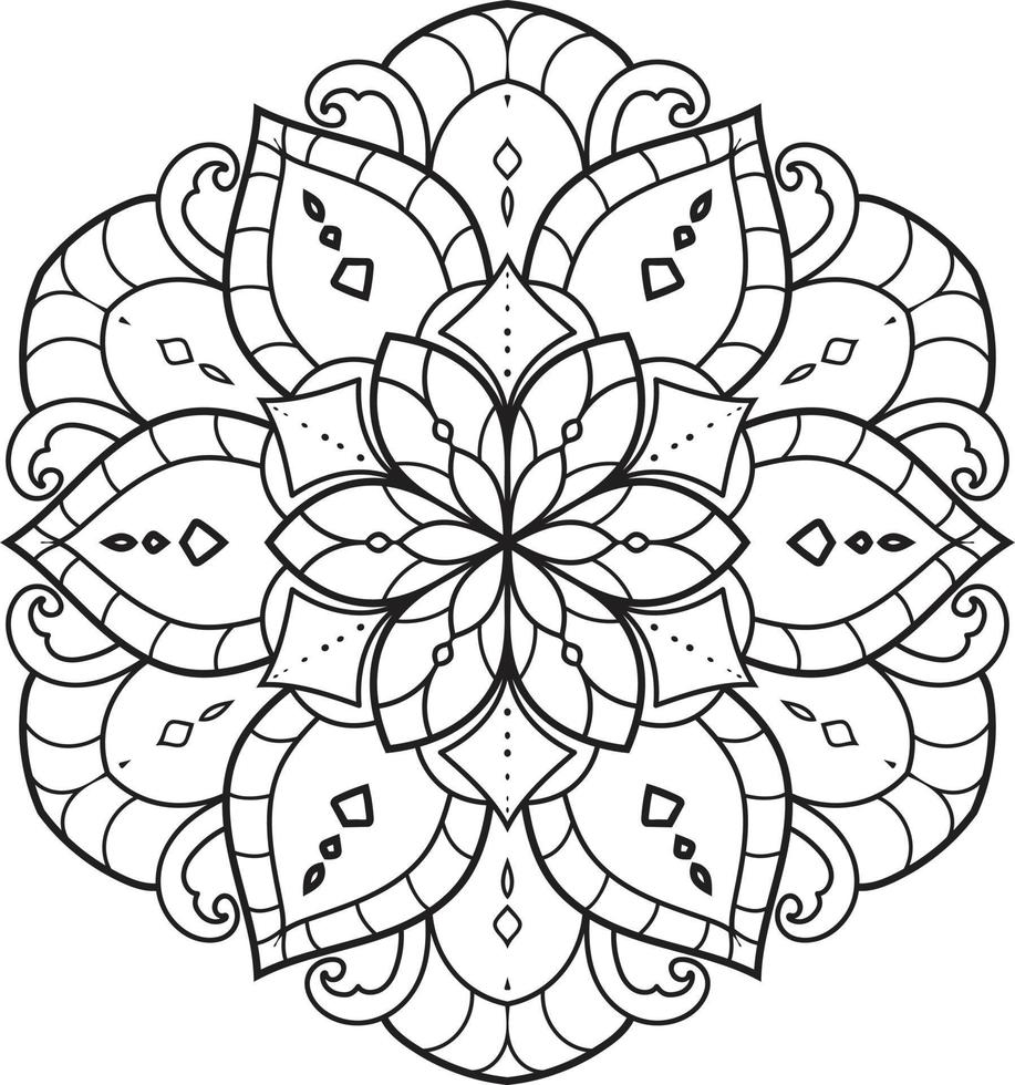 zwart-witte cirkel mandala bloem pro vector