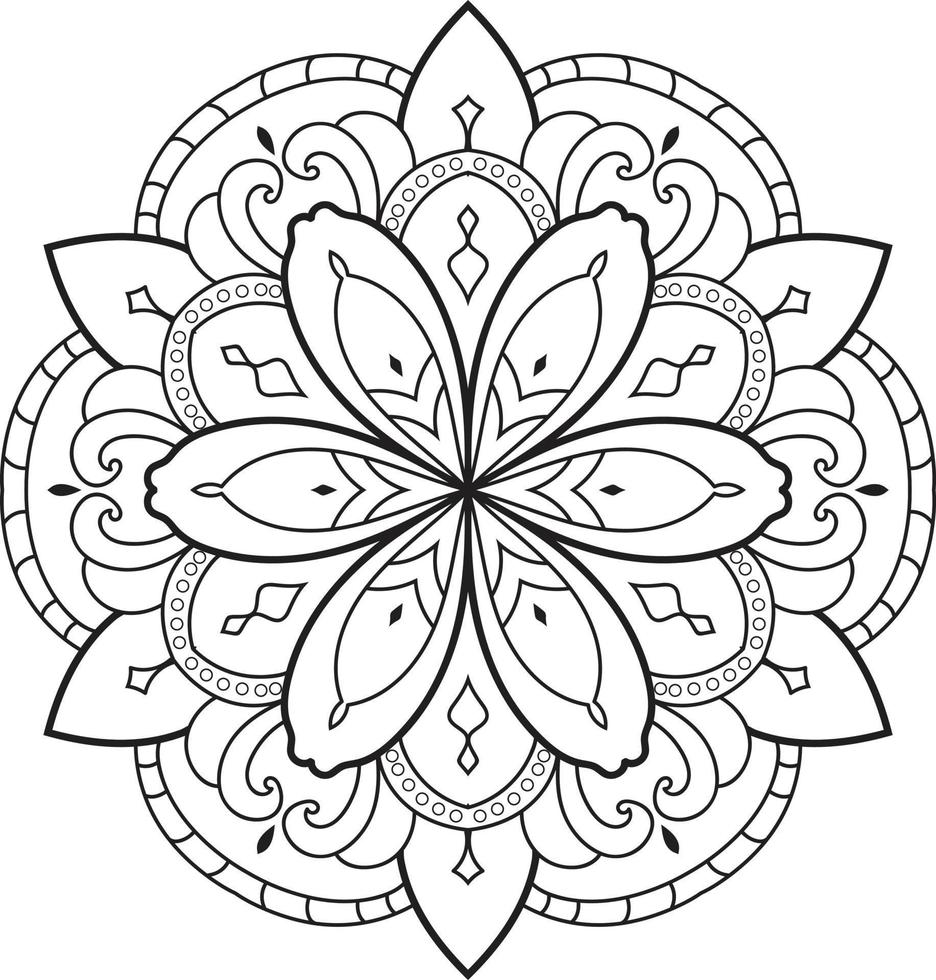 zwart-witte cirkel mandala bloem pro vector