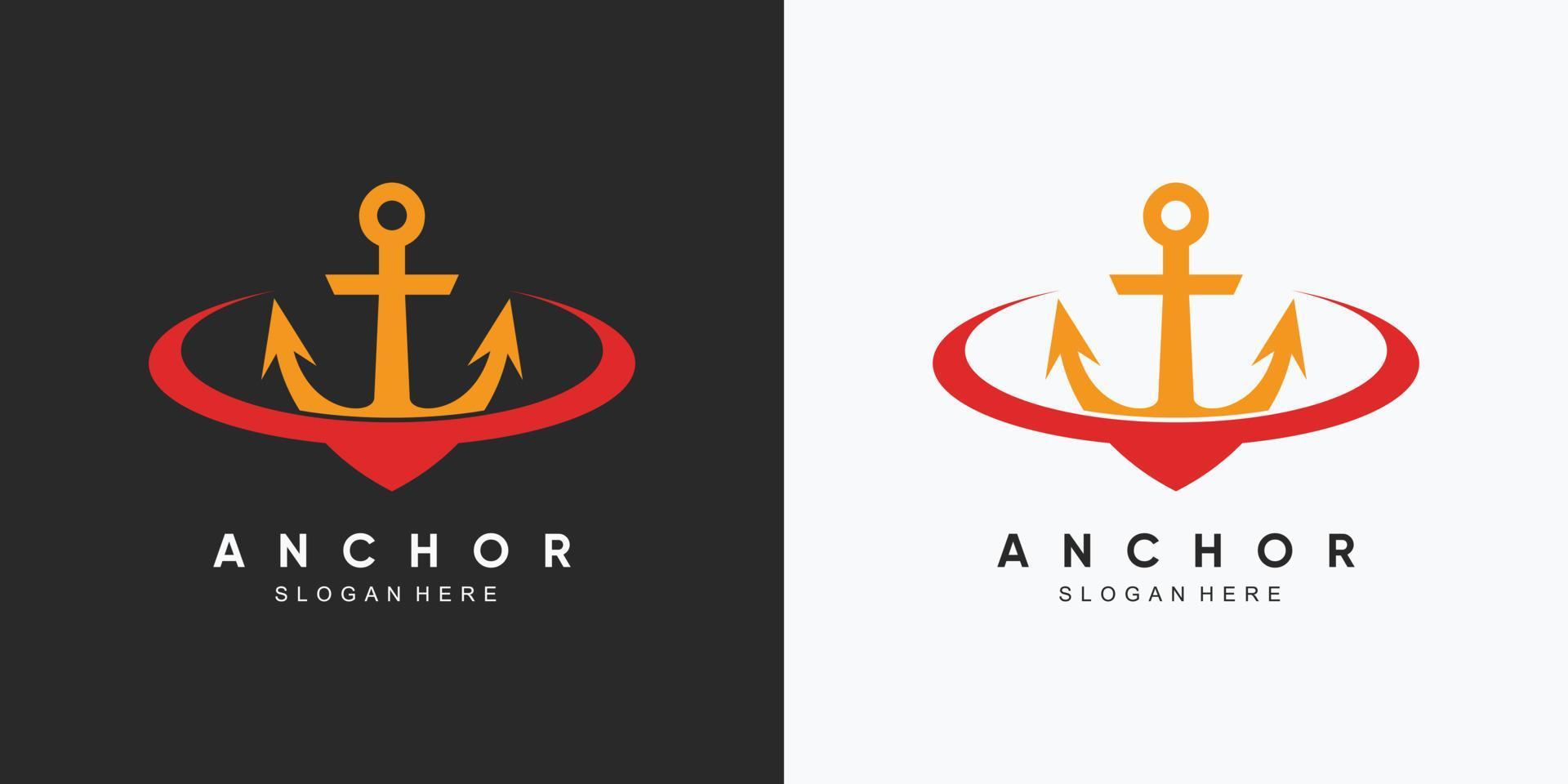 anker marine pictogram logo ontwerpsjabloon met creatief element vector