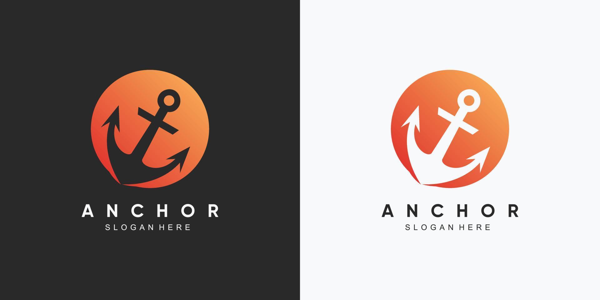 anker marine pictogram logo ontwerpsjabloon met creatief element vector
