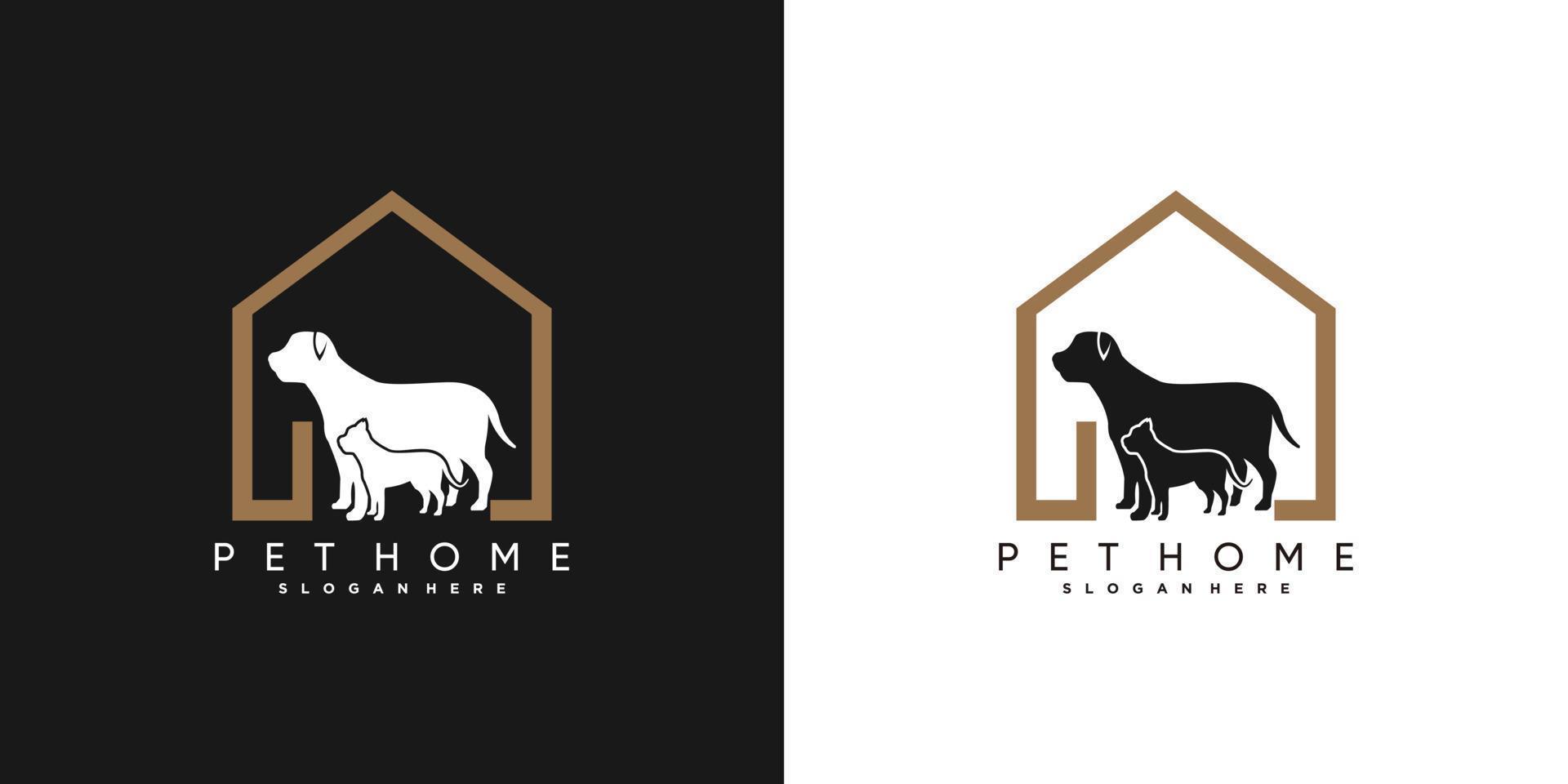 kat en hond dierenwinkel logo ontwerpsjabloon met creatief concept vector