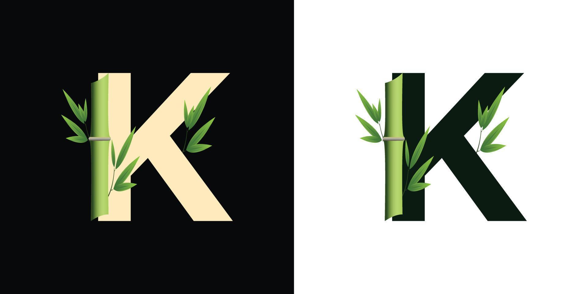 k bamboe logo-pictogramontwerp met op sjabloon gebaseerde creatieve initialen vector
